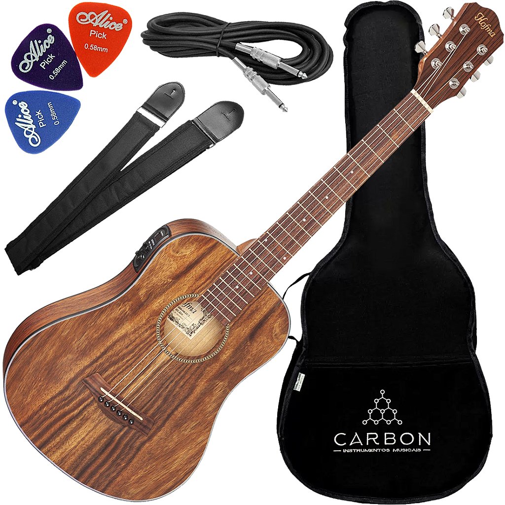 Kit Violão Eletroacústico Hofma Folk Baby HBB 34K Natural Vx01
