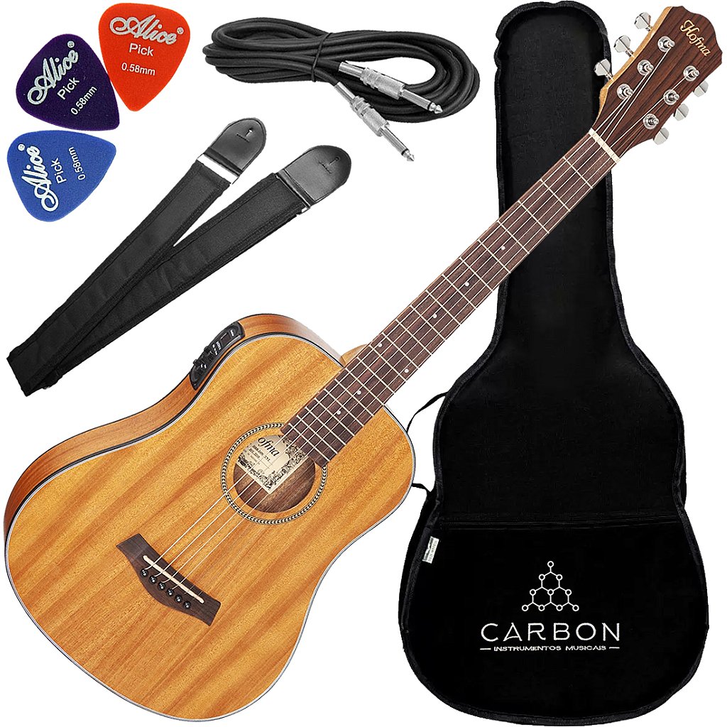 Kit Violão Eletroacústico Hofma Folk Baby HBB 34M Mogno Vx01