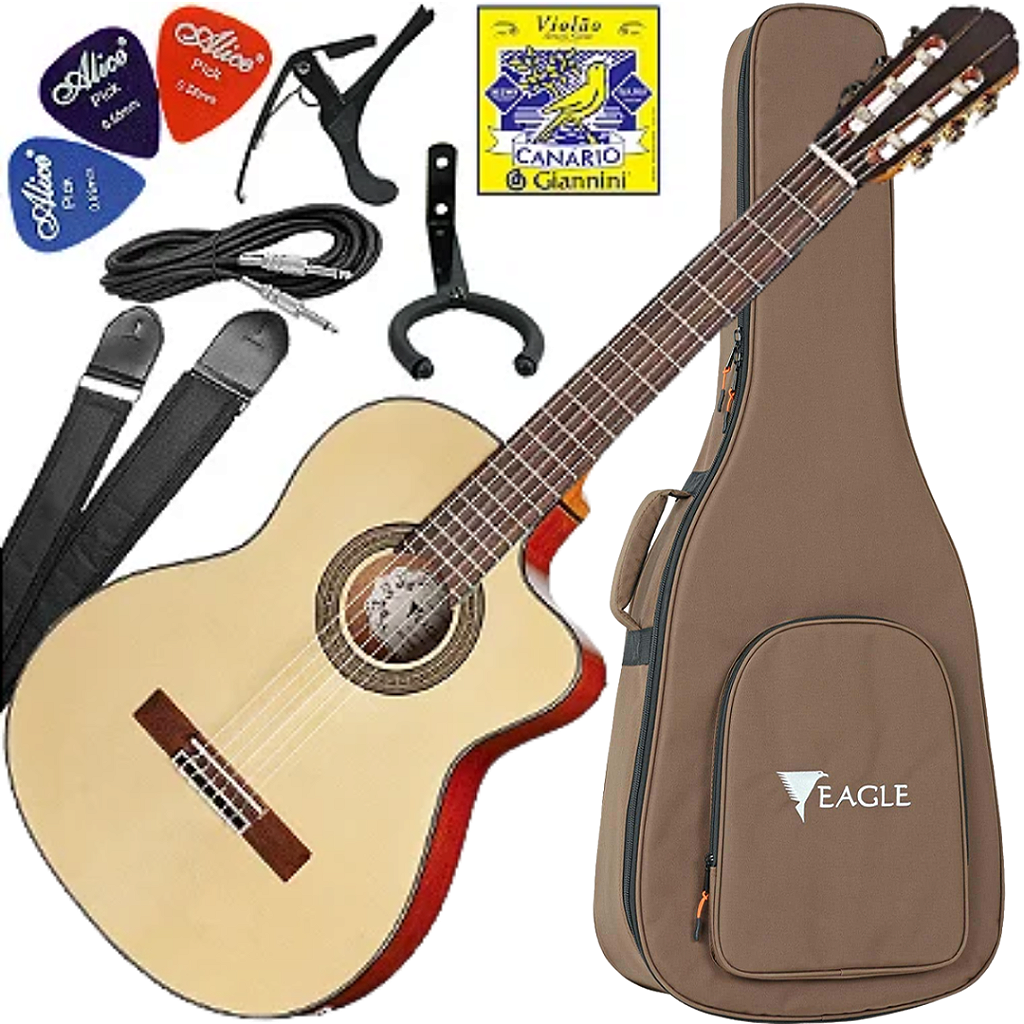 Kit Violão Eletroacustico Cutaway Eagle Ch800 NT Natural Vx02