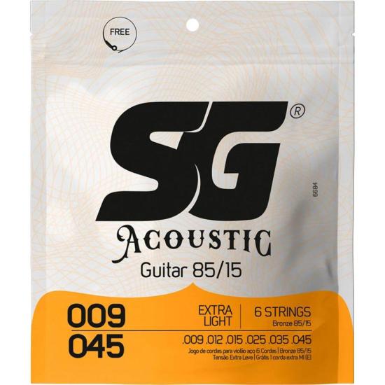 Encordoamento para Violão em Aco .009 Extra Light Bronze 85/15 SG