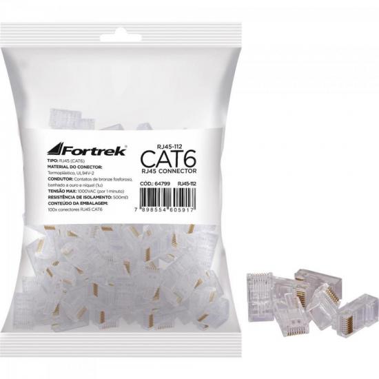 Conector Macho CAT6 RJ45 112 Fortrek - BLI / 100