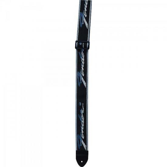 Correia Para Instrumentos Fender Nylon Running Preta Logo Branco/Preto
