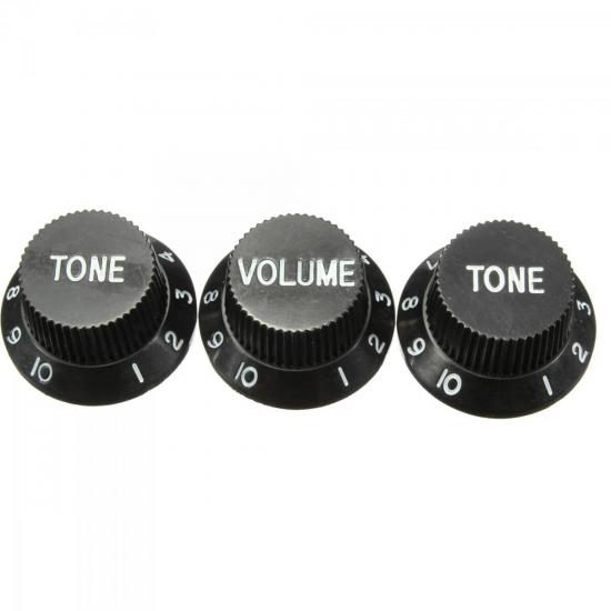 Set De Knobs Fender Vtt Para Guitarra Stratocaster Preto