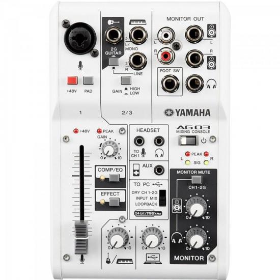 Mesa de Som e Interface de Áudio 3 Canais AG03 Branca YAMAHA
