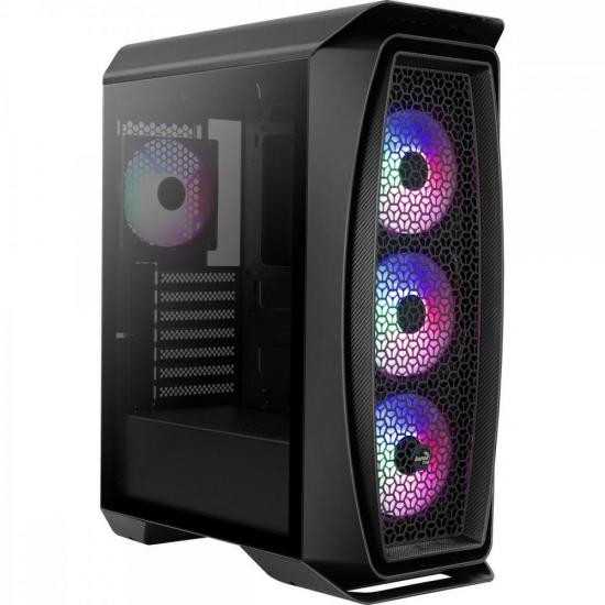 Gabinete Gamer Mid Tower RGB Aero One Frost Preto AEROCOOL