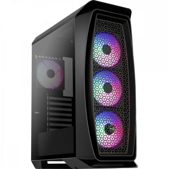Gabinete Gamer Mid Tower RGB Aero One Frost Preto AEROCOOL