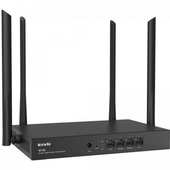 Roteador sem Fio para Hotspot Gigabit 1200Mbps Dual Band W18E Preto TENDA