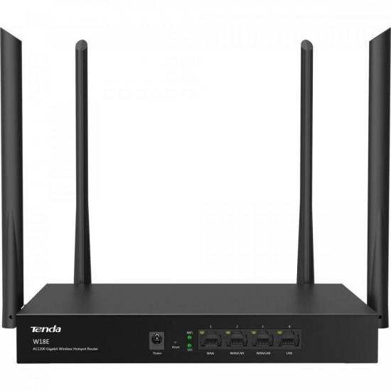 Roteador sem Fio para Hotspot Gigabit 1200Mbps Dual Band W18E Preto TENDA