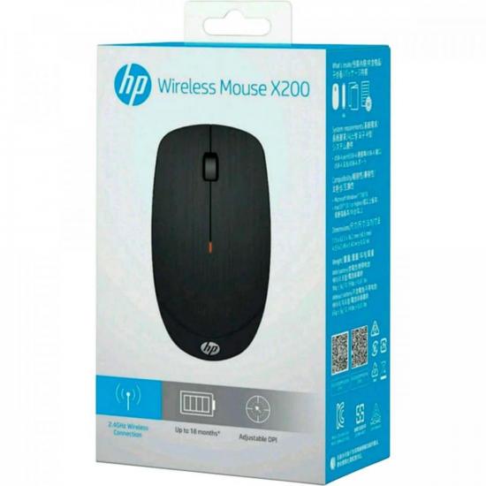 Mouse sem Fio 1600DPI X200 Preto HP