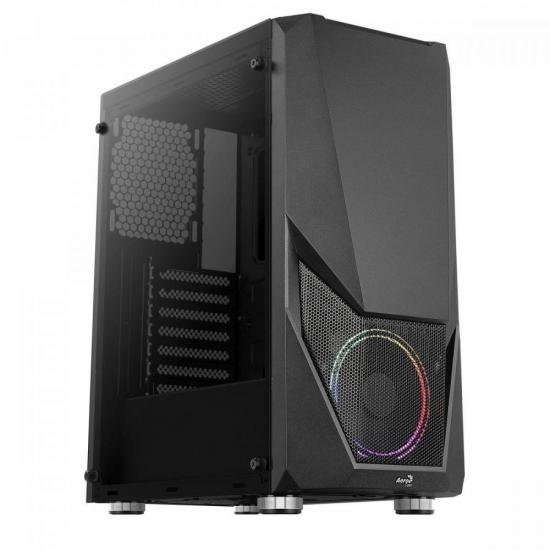 Gabinete Gamer Aerocool Zauron Saturn Preto RGB Lateral Vidro