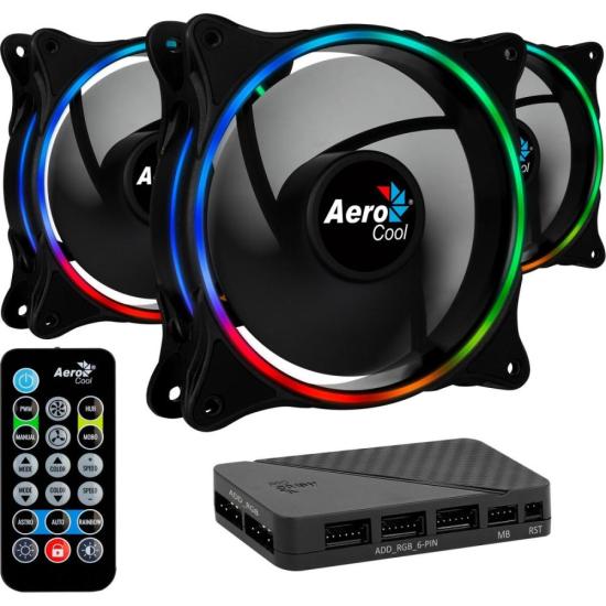 Kit 3 Coolers ECLIPSE 12 PRO ARGB + HUB + Controle AEROCOOL