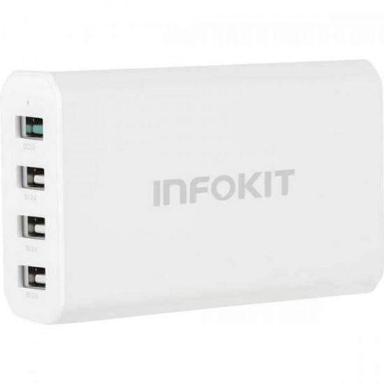 Carregador Turbo USB 40W QC2.0 Branco Exbom