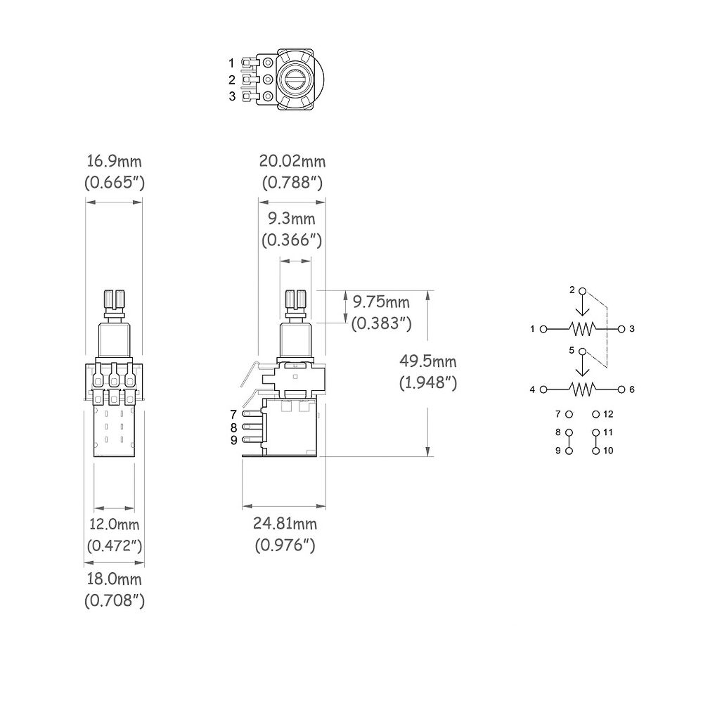 Potenciômetro Instrumentos (Unidade) Spirit VPP4-AC500K-I
