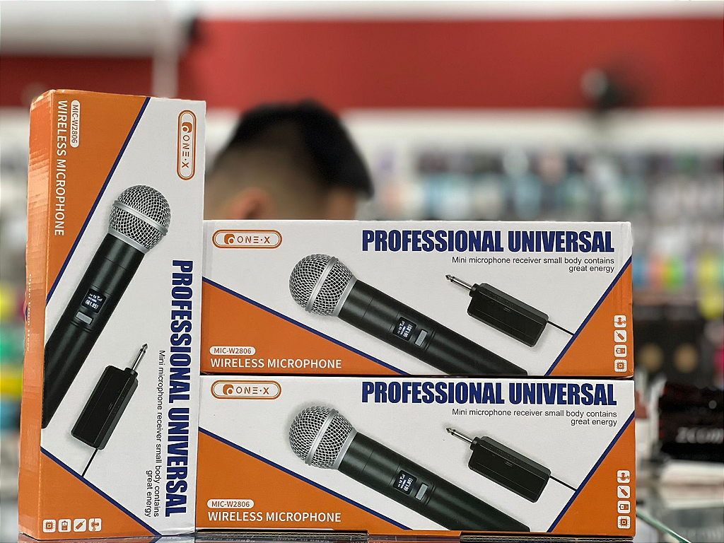 Microfone Sem Fio Duplo Digital Portátil Profissional Uhf MIC-W2806 Onex