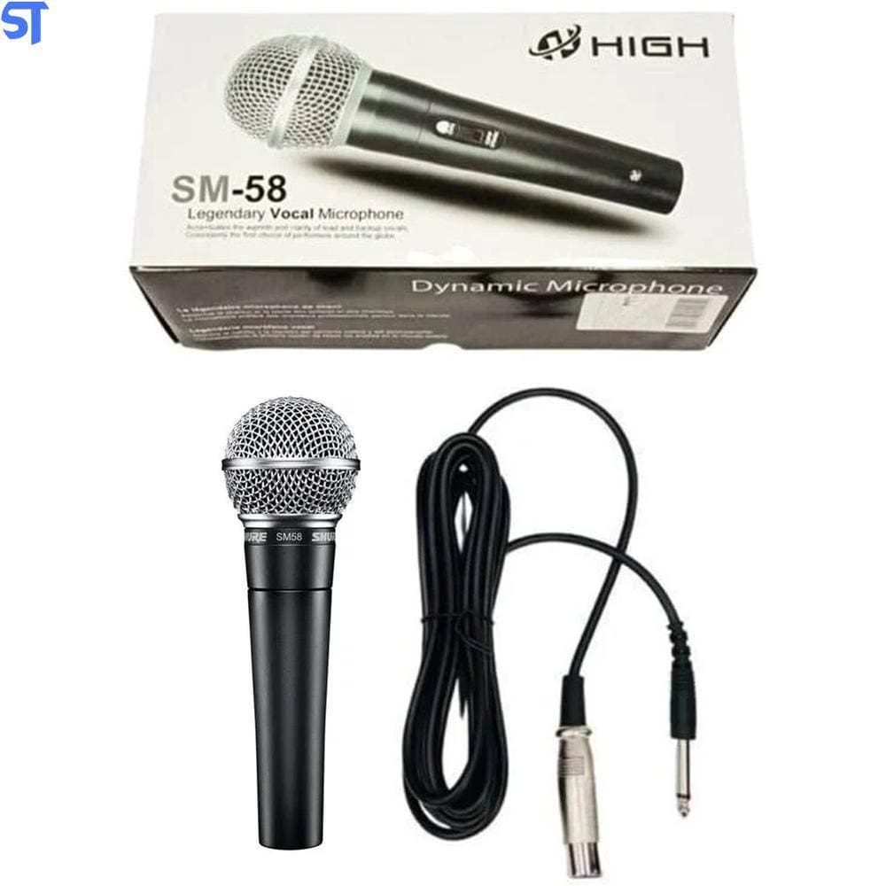Microfone Profissional Vocal Dinâmico Com Cabo Sm58