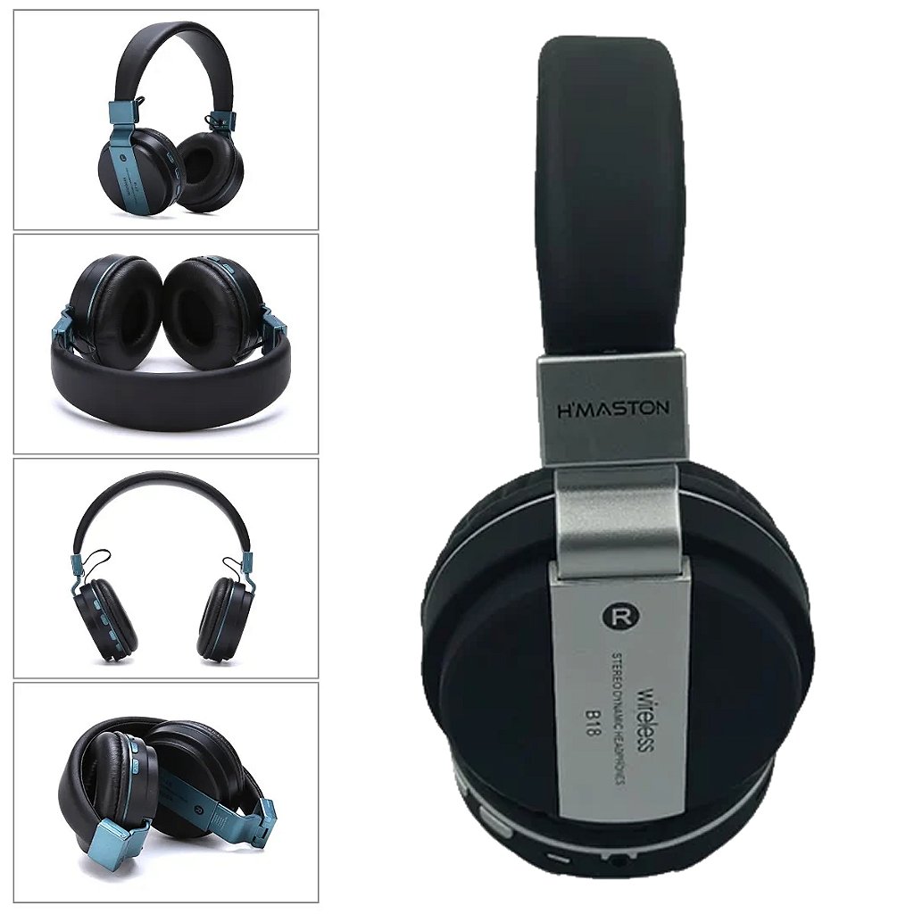 Fone De Ouvido Sem Fio H'Maston B18 Cinza Fm Bluetooth Sd Microfone