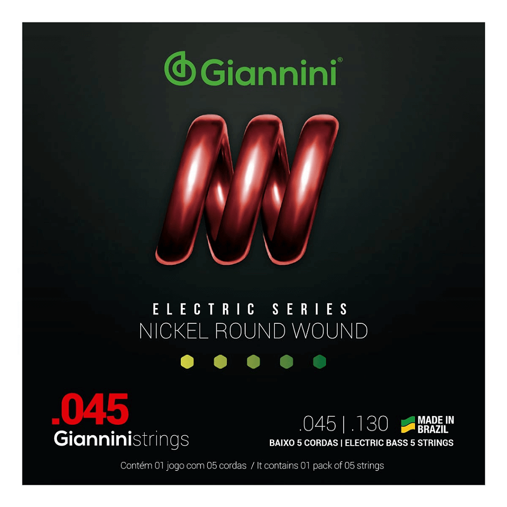 Encordoamento Baixo 5 Cordas Giannini GEEBRS5 (.045 – .130)