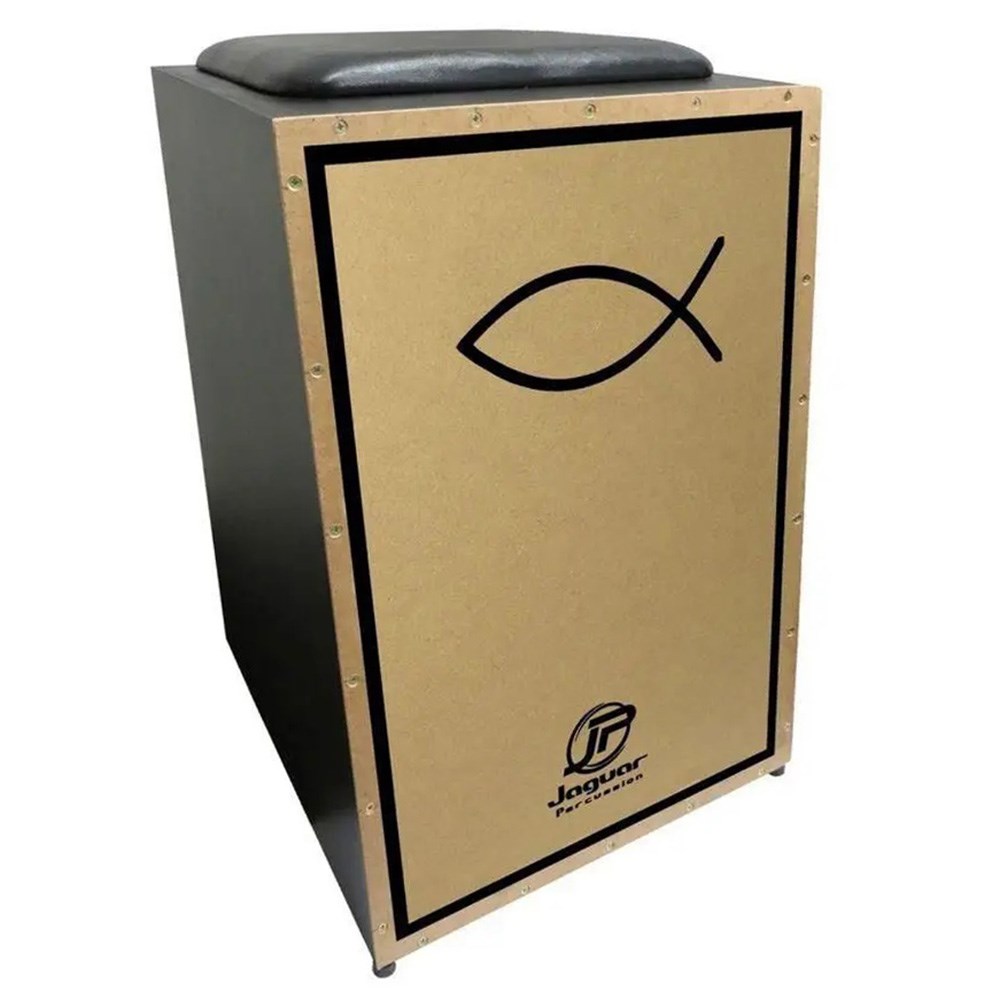 Cajon Jaguar Eletroacustico PB002EQ Estampa Gospel Peixe