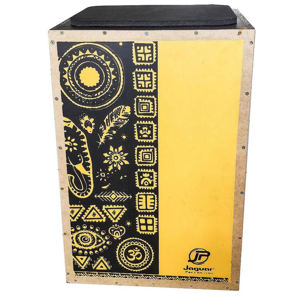 Cajon Acustico Jaguar K2 Pb 021 Estampa Flores Amarelo