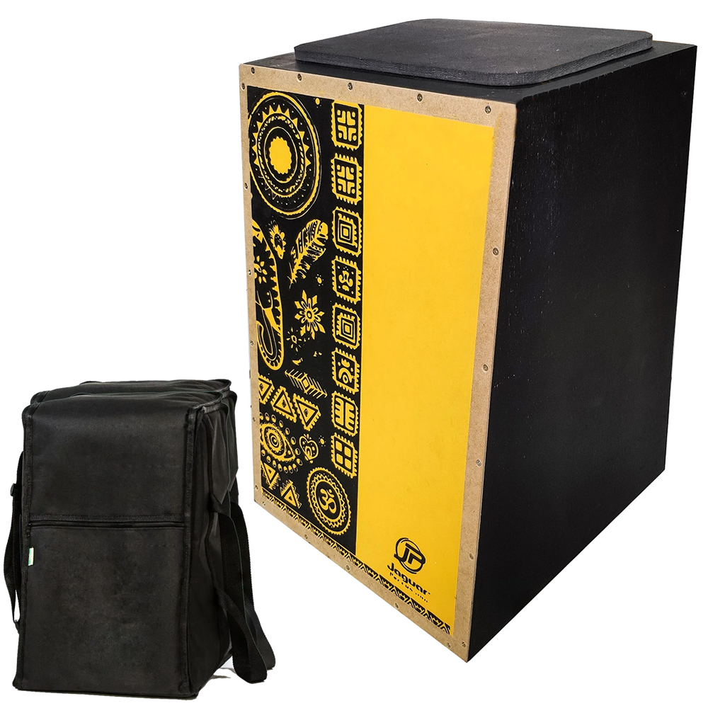Cajon Acustico Jaguar K2 Pb 021 Estampa Flores Amarelo + Capa