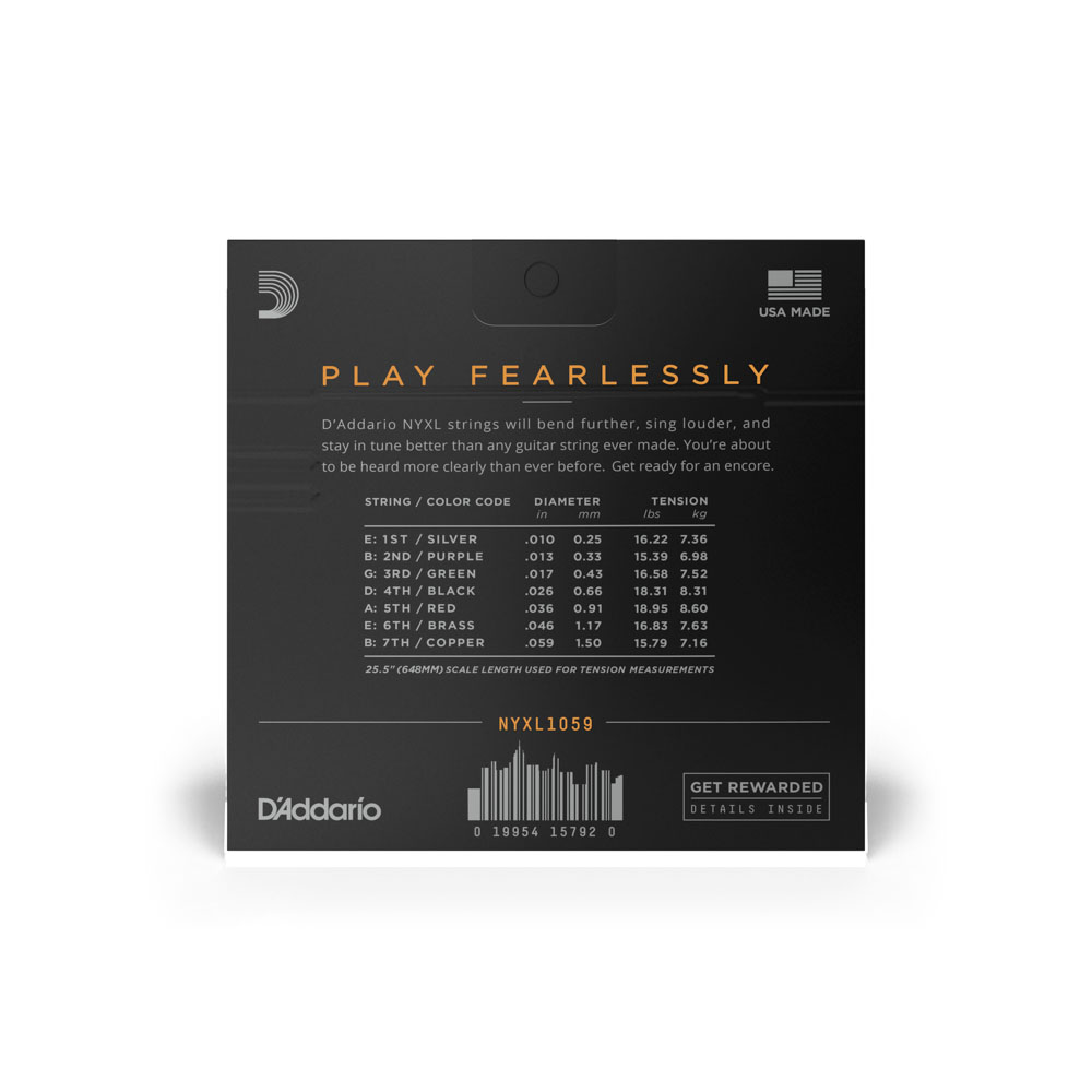 Encordoamento Para Guitarra 7C 10-59 DAddario NYXL1059
