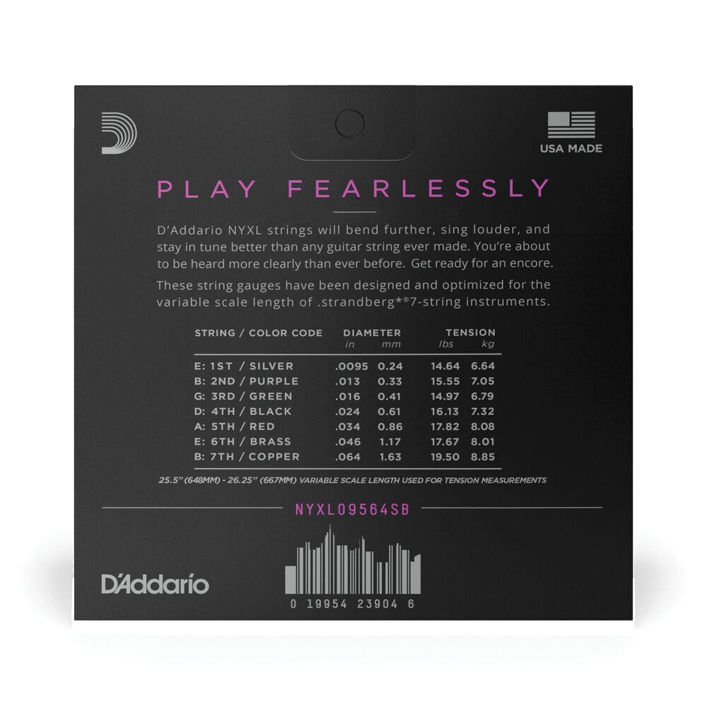 Encordoamento Para Guitarra 7C 9.5-64 D Addario NYXL09564SB