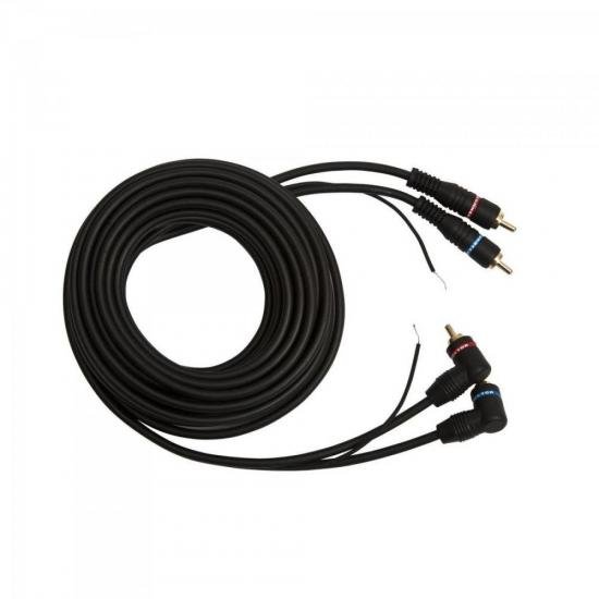 Cabo 2 X 2 RCA Com Fio Terra Gold Plug 90° 5M Preto Storm