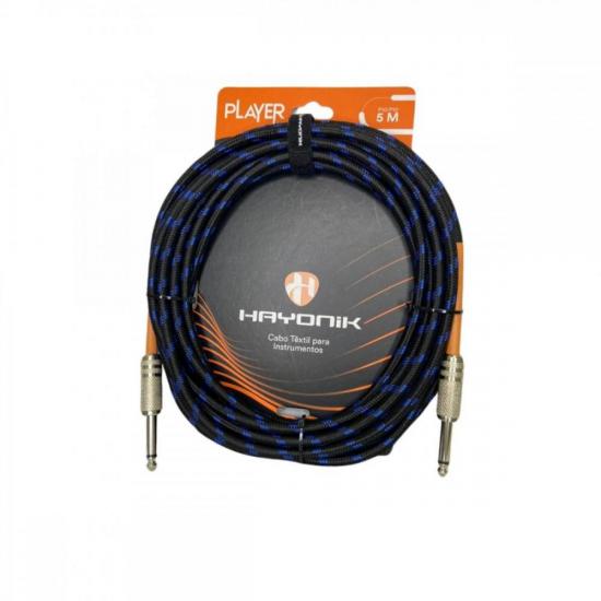 Cabo Para Instrumentos Player P10 Textil 5m Preto/Azul Hayonik