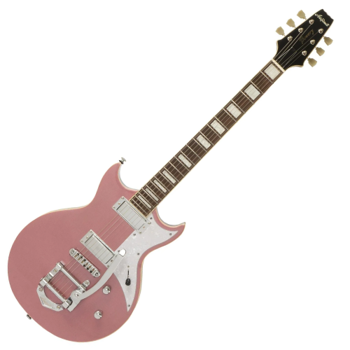 Guitarra Semiacústica Aria Pro II 212-MK2 Bowery Cadillac Pink com Captação Mini Humbucker e Bigsbyink
