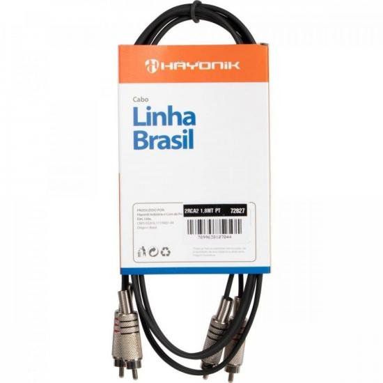 Cabo de Áudio Hayonik Linha Brasil 2RCA2 1,8 Metros Preto