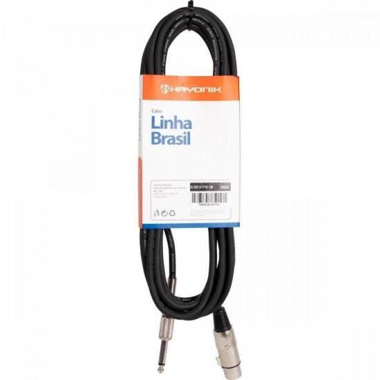Cabo para Microfone Linha BRASIL XLR(F) X P10 5M Preto HAYONIK
