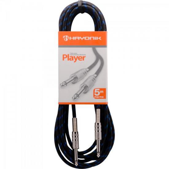 Cabo para Instrumentos Hayonik Player P10 X P10 5m Textil Preto/Azul