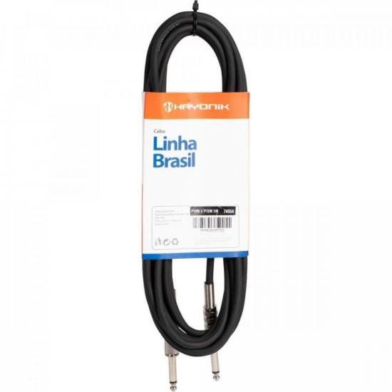 Cabo para Instrumentos Hayonik Linha Brasil P10 x P10 5M Preto