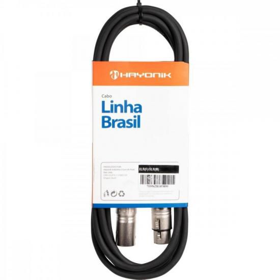 Cabo para Microfone Linha BRASIL XLR(F) X XLR(M) 7m Preto HAYONIK