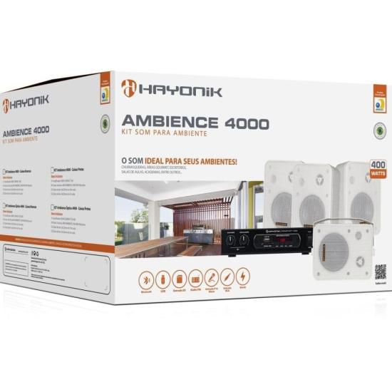 Kit de Som Para Ambiente Hayonik Ambience 4000 V2 Branco