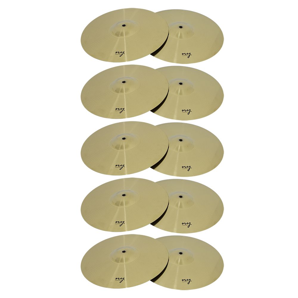 Kit 5 Pares De Pratos Splash Para Bateria 12" Liga De Aço New York
