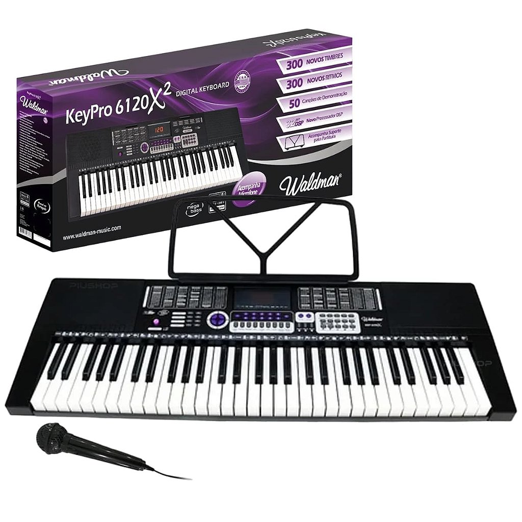 Teclado Musical Para Iniciantes 61 Teclas Waldman KEP-6120X2 Preto