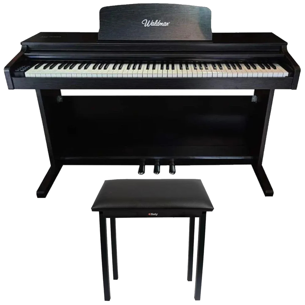 Kit Piano Digital 88 Teclas Waldman KG-8800 Preto + Banco
