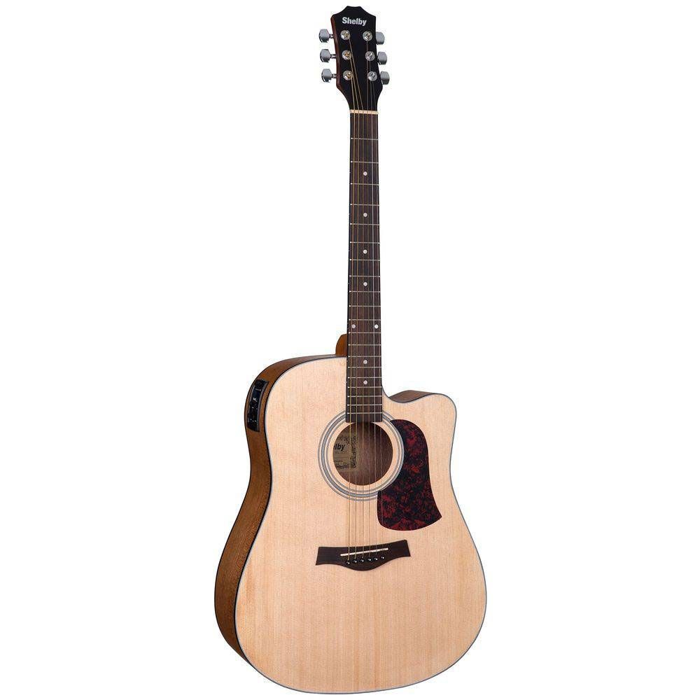 Kit Violão Eletroacústico Aço Shelby Sgd193c Stnt Natural Vx01