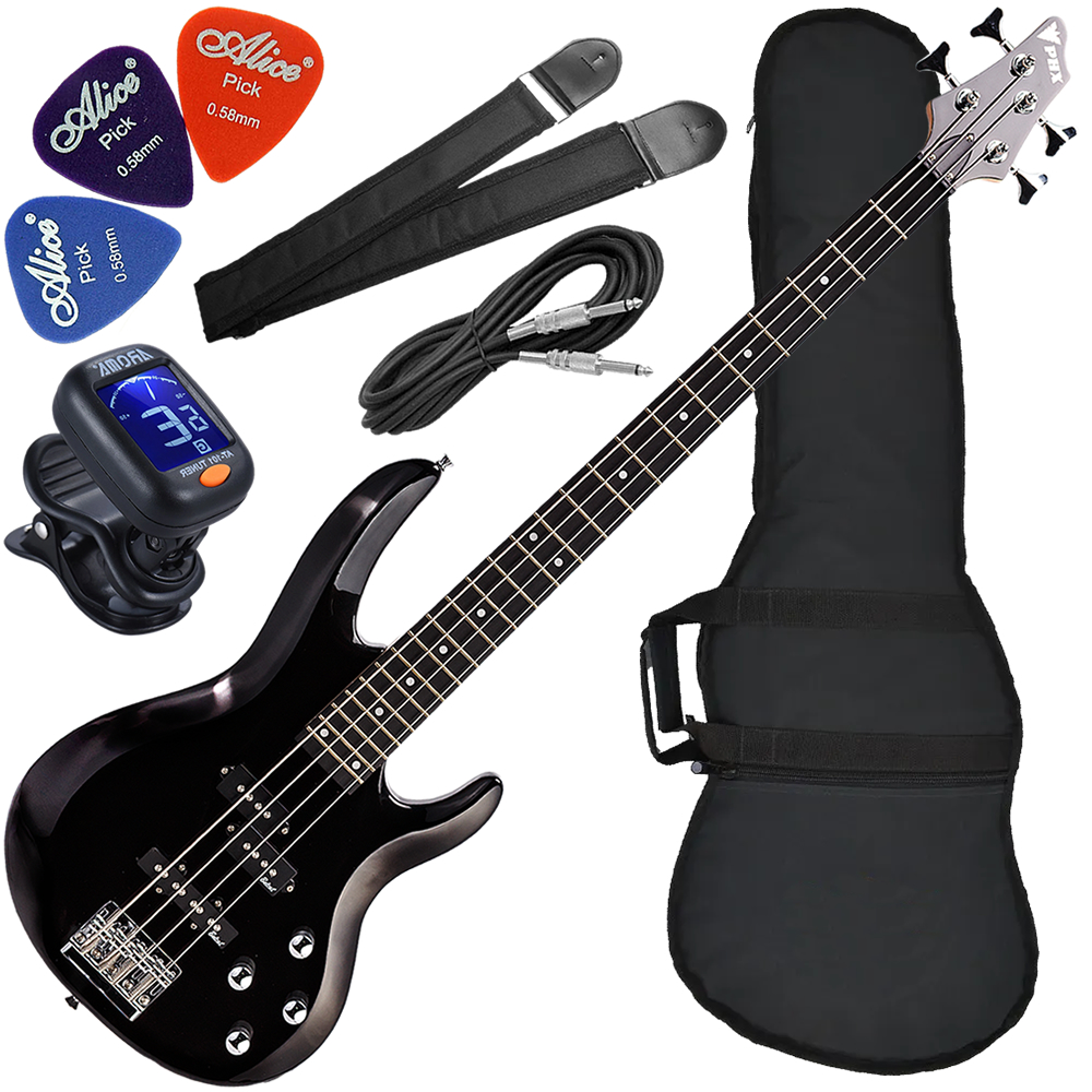 Kit Contrabaixo 4 Cordas Ativo PHX BS-4 S MBK Sunset Metallic Black Bx01
