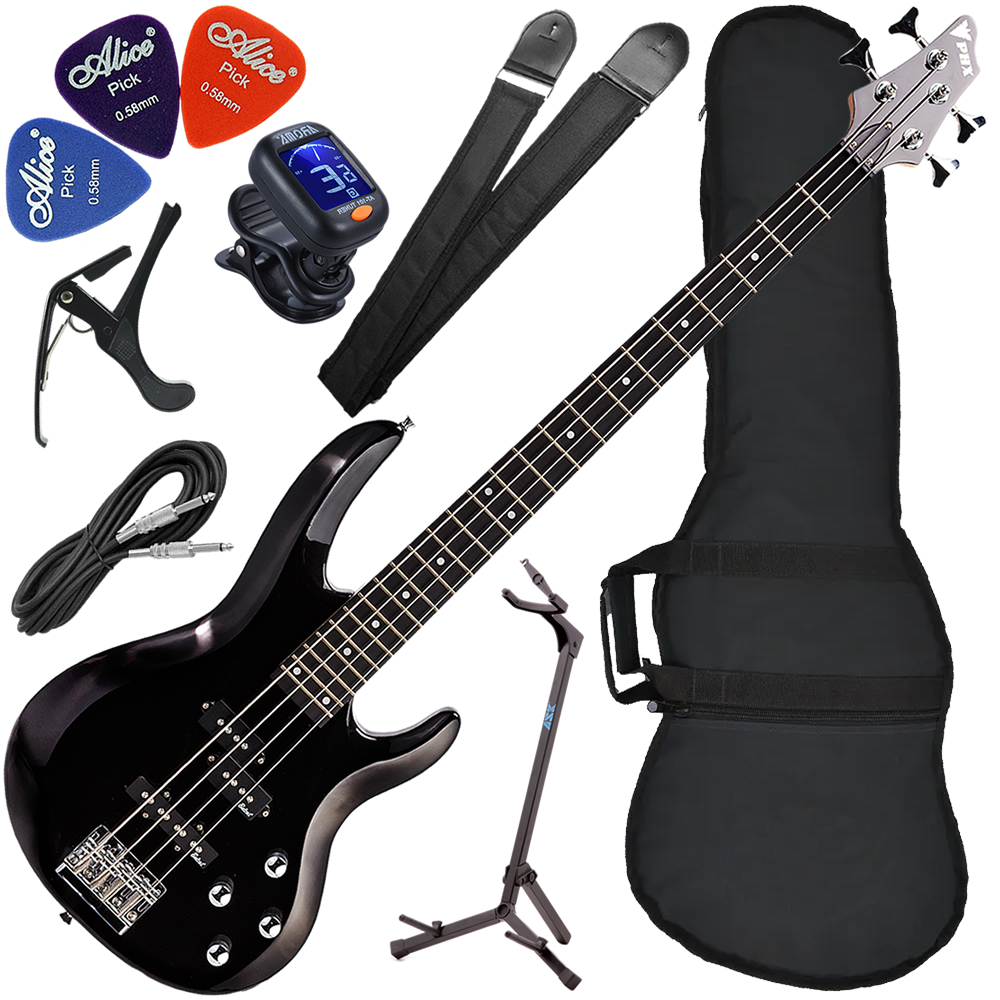 Kit Contrabaixo 4 Cordas Ativo PHX BS-4 S MBK Sunset Metallic Black Bx02