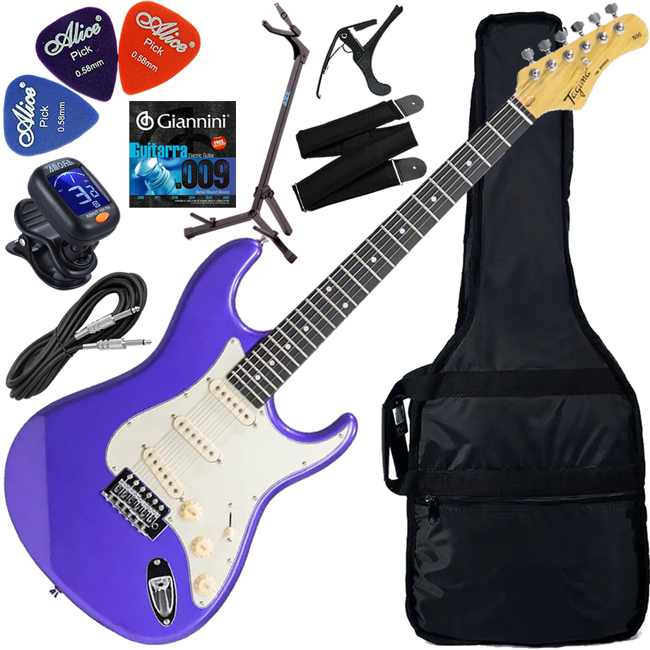 Kit Guitarra Elétrica Tagima TG500 Metallic Purple MPP / DF MG Gx02