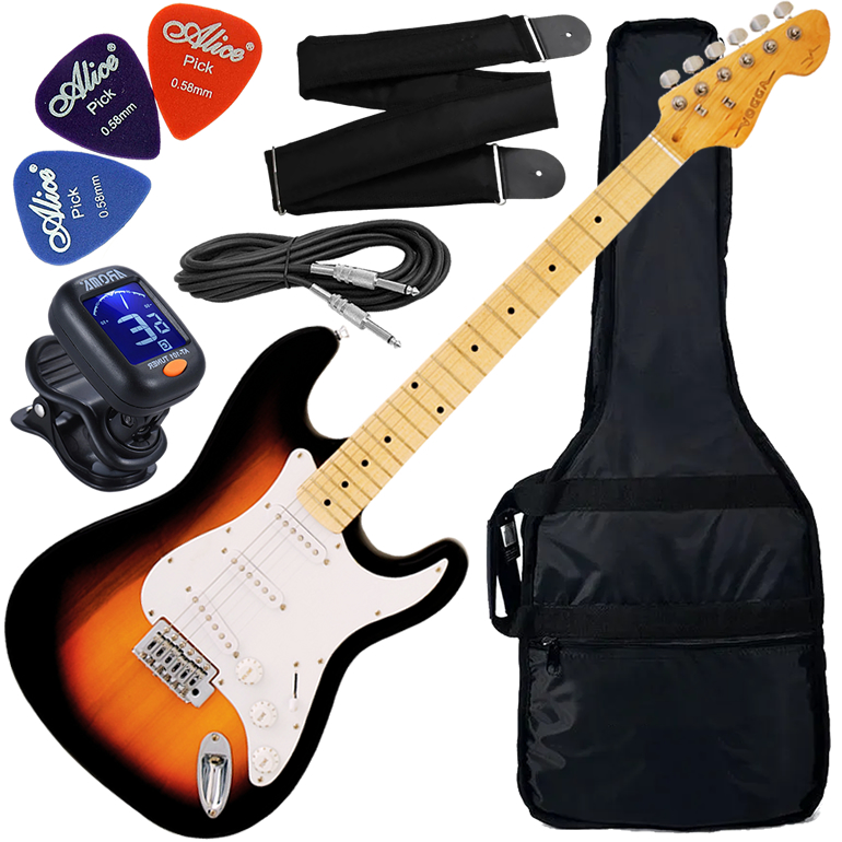 Kit Guitarra Elétrica Vogga VCG601N Stratocaster YS Sunburst Gx01