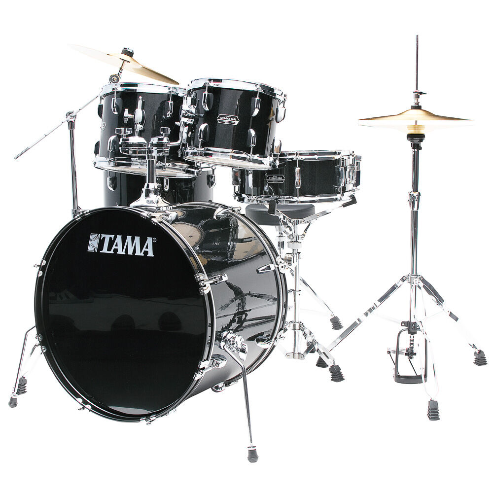 Bateria 5 Tambores, Com Banco, Ferragens E Pratos (Preta Sparkle) Tama Stagestar ST52H5C-BNS