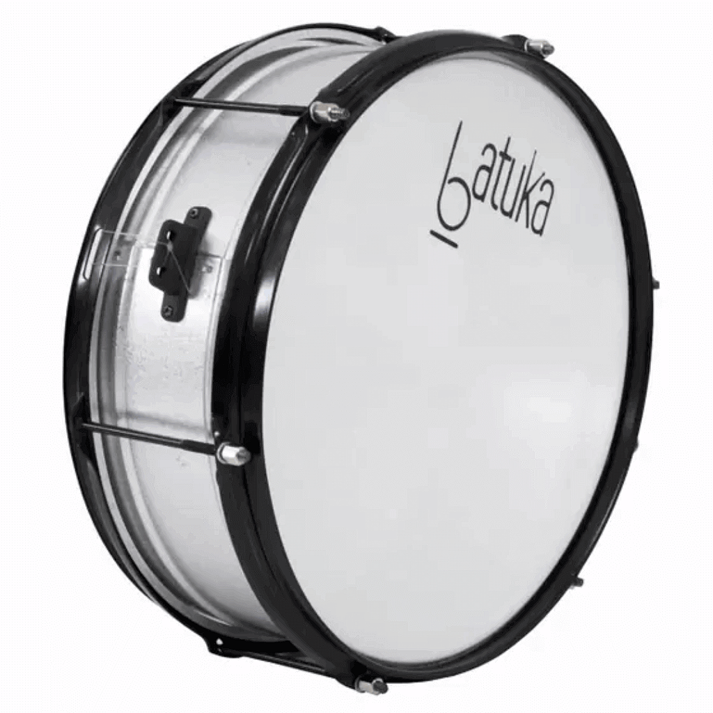 Caixa Repique 10x14" Alumisteel 6 Afinações Aro Preto Pele Leitosa Batuka Luen