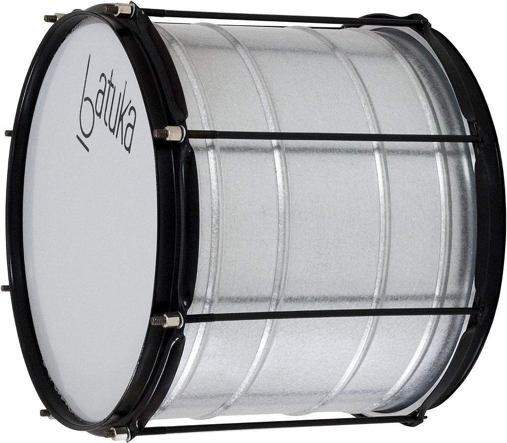 Surdo 30X14" Alumisteel 6 Afin Aro Chapa Preto Pele Leitosa Batuka