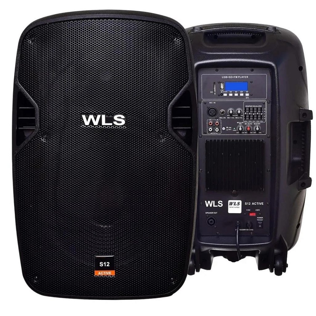 Kit Caixa De Som Ativa Passiva Wls S12 Bluetooth 430w + Cabo Tripé