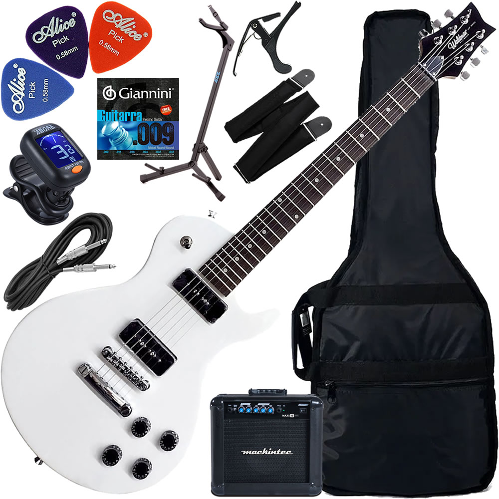 Kit Guitarra Elétrica Waldman Less Paul Glp 19 Wh Branca Gx3