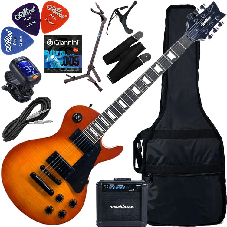 Kit Guitarra Waldman Les Paul GLP-25F HB Honey Burst Gx3