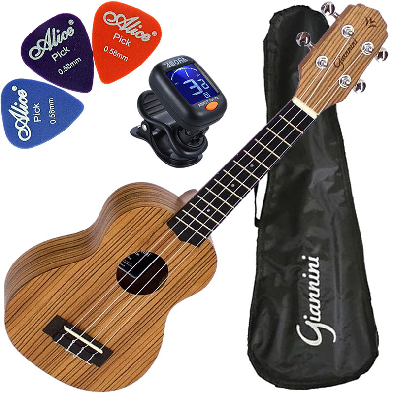 Kit Ukulele Soprano Giannini Acústico Guk-21 Zebra Wood (ZW) C/ Capa
